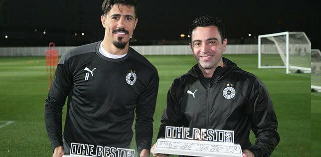 Xavi and Bounedjah receive QSL Best Coach and Player awards for January –  Al Sadd Sports Club